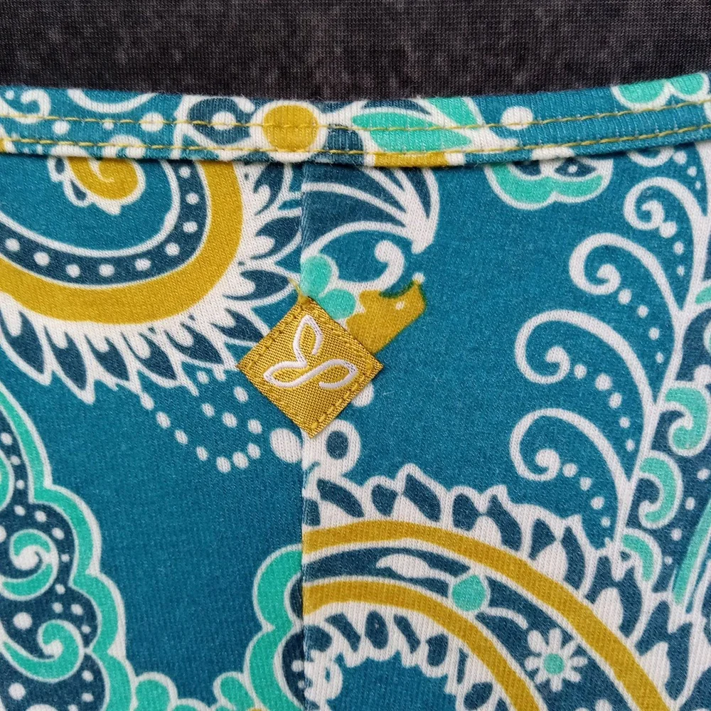 prAna Paisley Print Short Sleeve V Neck Dress Teal‎ Boho Festival Medium